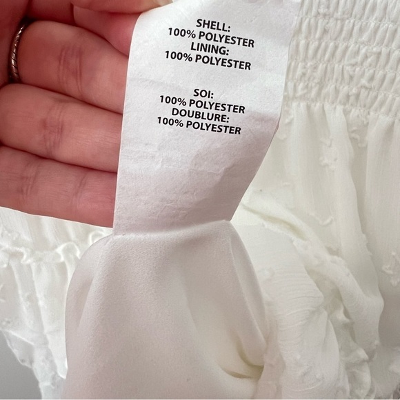 Ramy Brook White Sashah Star Pattern Blouson Longsleeve Mini Dress Medium - Picture 7 of 9